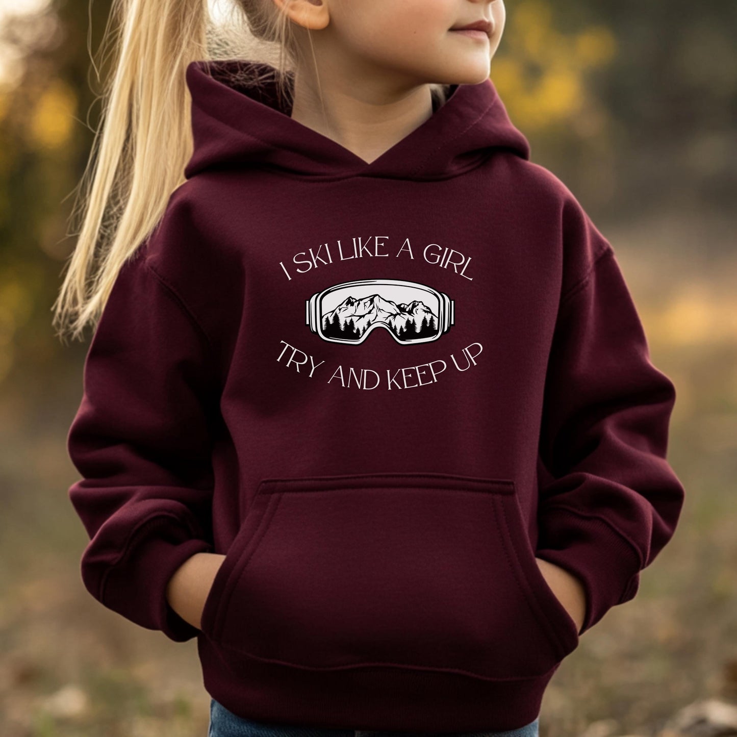 youth ski like a girl Hoodie, ski like a girl, goggle sweatshirt, kids ski sweater, kids ski sweatshirt, skiing hoodie, ski gifts