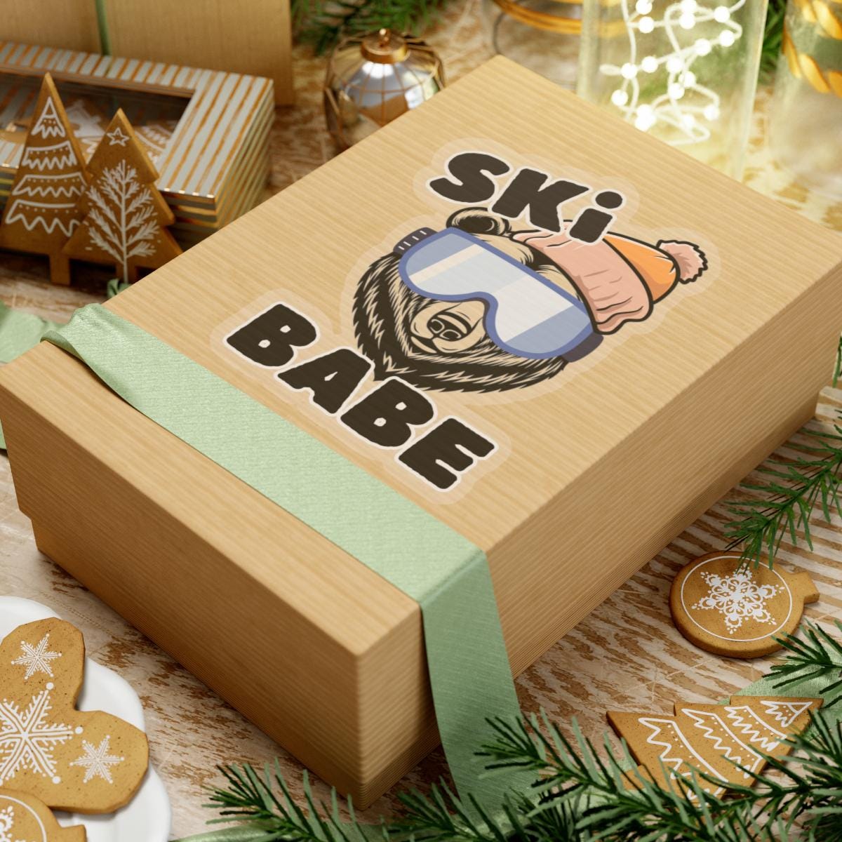 Ski Babe Bear with Goggles Sticker - Cute Winter Skiing Decal, water bottle decal, laptop sticker, ski sticker, ski babe sticker