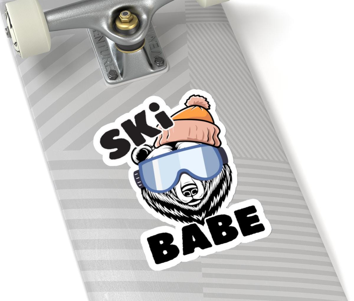 Ski Babe Bear with Goggles Sticker - Cute Winter Skiing Decal, water bottle decal, laptop sticker, ski sticker, ski babe sticker