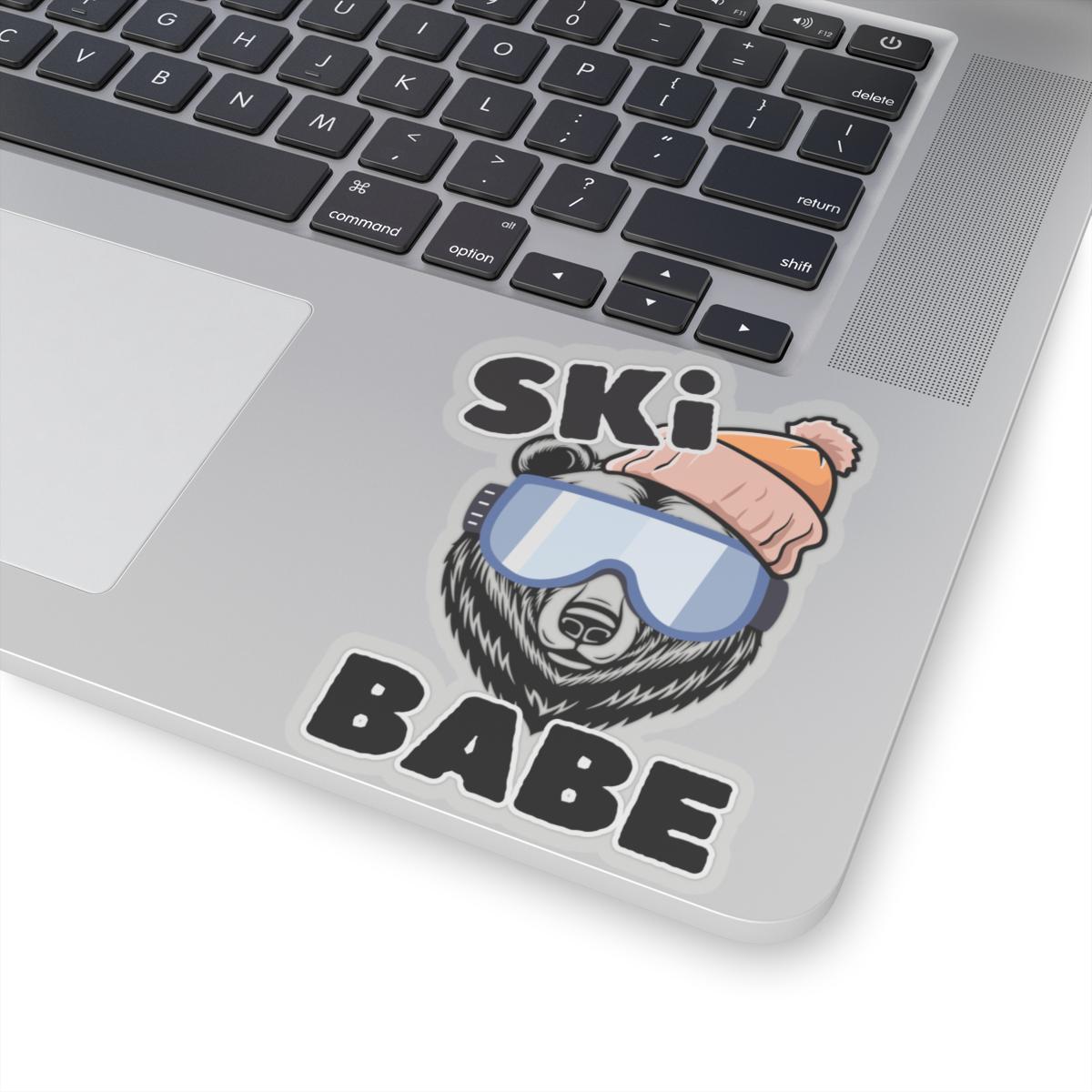 Ski Babe Bear with Goggles Sticker - Cute Winter Skiing Decal, water bottle decal, laptop sticker, ski sticker, ski babe sticker