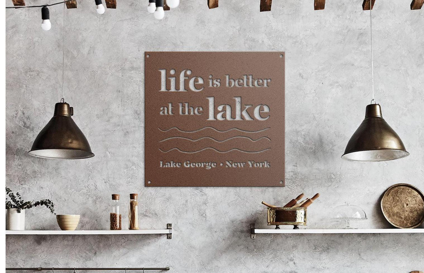 personalized life is better at the lake sign, lake house sign, metal lake plaque, custom cabin sign, house warming gifts, cabin gifts