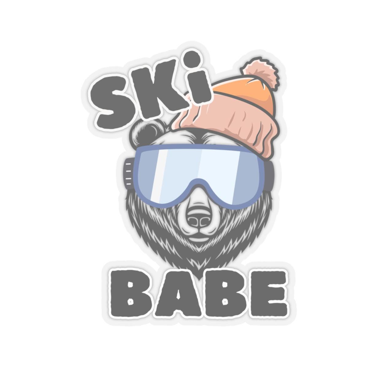 Ski Babe Bear with Goggles Sticker - Cute Winter Skiing Decal, water bottle decal, laptop sticker, ski sticker, ski babe sticker
